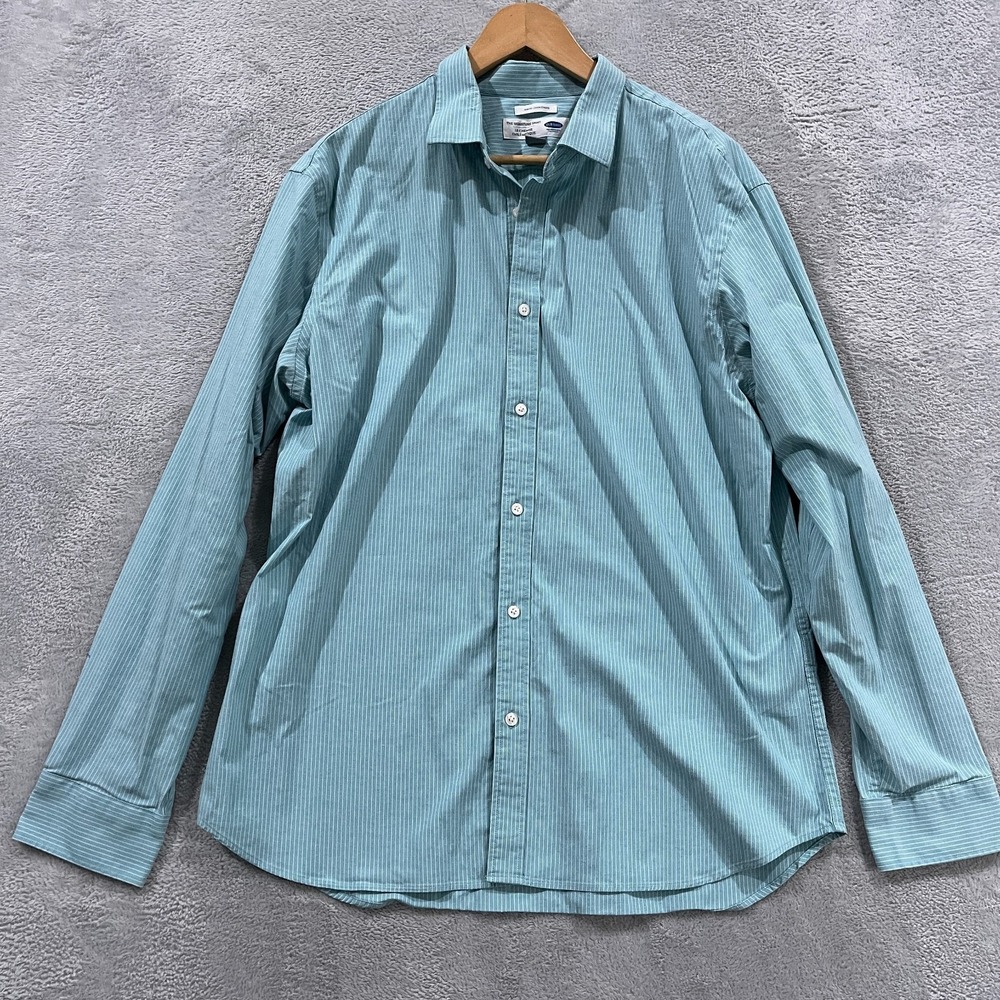Old Navy The Signature Shirt Button Down Mens XL Blue Striped Slim Fit Preppy